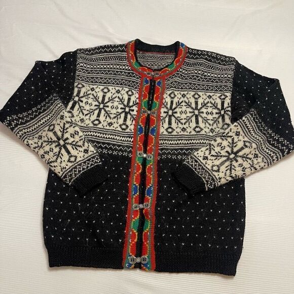 Vintage Nordic Wool Mohair Sweater Cardigan Size M/L/XL See Measurements - Picture 1 of 12